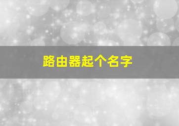 路由器起个名字