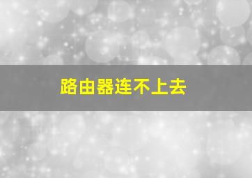 路由器连不上去