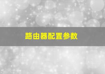 路由器配置参数