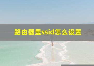 路由器里ssid怎么设置