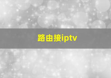 路由接iptv