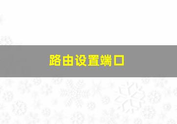 路由设置端口