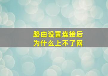 路由设置连接后为什么上不了网