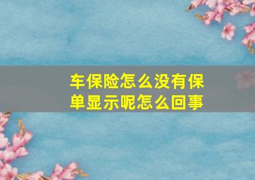 车保险怎么没有保单显示呢怎么回事