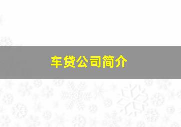 车贷公司简介