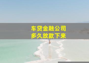 车贷金融公司多久放款下来