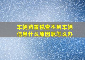 车辆购置税查不到车辆信息什么原因呢怎么办