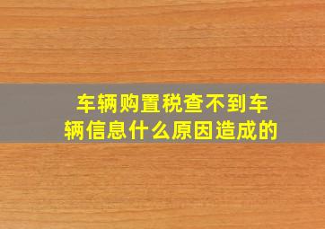 车辆购置税查不到车辆信息什么原因造成的