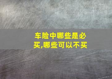 车险中哪些是必买,哪些可以不买