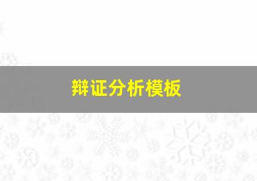 辩证分析模板