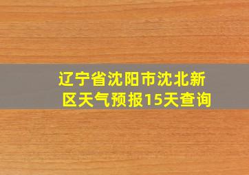 辽宁省沈阳市沈北新区天气预报15天查询