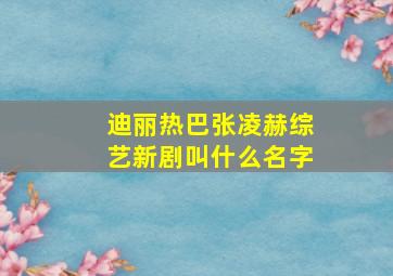 迪丽热巴张凌赫综艺新剧叫什么名字