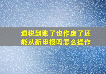 退税到账了也作废了还能从新申报吗怎么操作