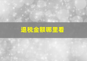 退税金额哪里看