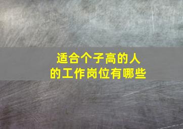 适合个子高的人的工作岗位有哪些