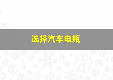 选择汽车电瓶