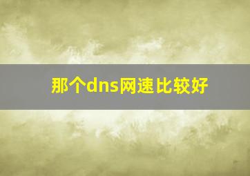 那个dns网速比较好