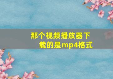 那个视频播放器下载的是mp4格式