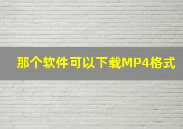 那个软件可以下载MP4格式