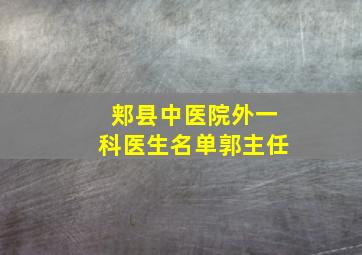 郏县中医院外一科医生名单郭主任