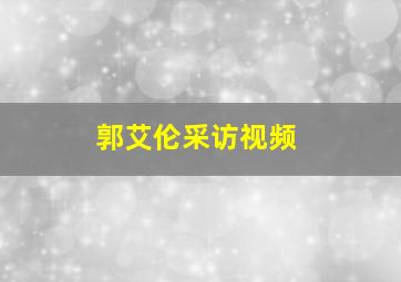 郭艾伦采访视频