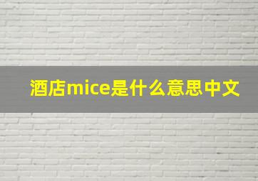 酒店mice是什么意思中文