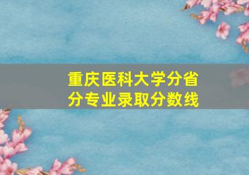 重庆医科大学分省分专业录取分数线