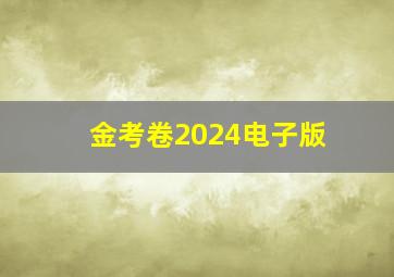 金考卷2024电子版