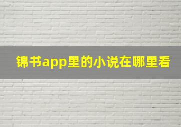 锦书app里的小说在哪里看