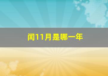 闰11月是哪一年