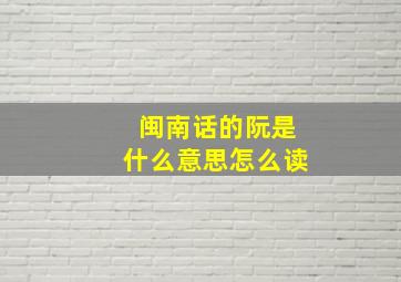 闽南话的阮是什么意思怎么读