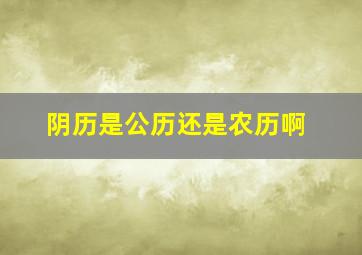 阴历是公历还是农历啊