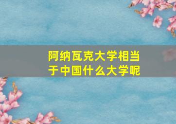 阿纳瓦克大学相当于中国什么大学呢