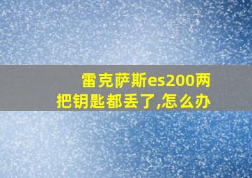 雷克萨斯es200两把钥匙都丢了,怎么办