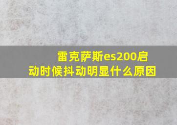 雷克萨斯es200启动时候抖动明显什么原因