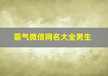 霸气微信网名大全男生