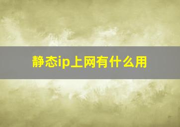 静态ip上网有什么用