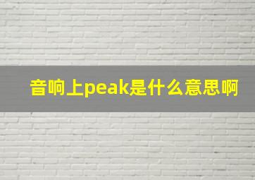 音响上peak是什么意思啊