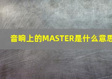 音响上的MASTER是什么意思