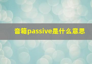 音箱passive是什么意思