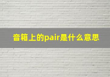 音箱上的pair是什么意思