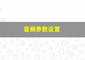 音频参数设置