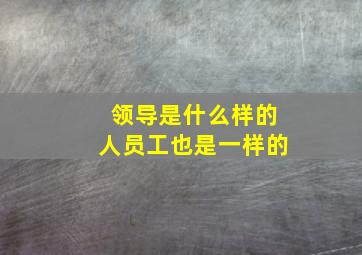 领导是什么样的人员工也是一样的