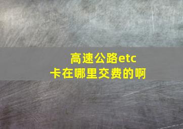 高速公路etc卡在哪里交费的啊