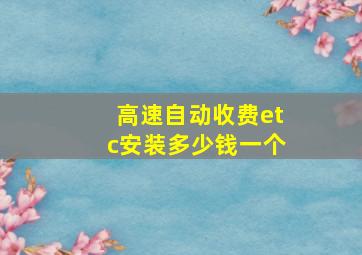 高速自动收费etc安装多少钱一个