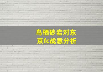 鸟栖砂岩对东京fc战意分析