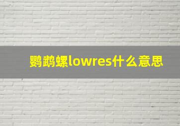 鹦鹉螺lowres什么意思