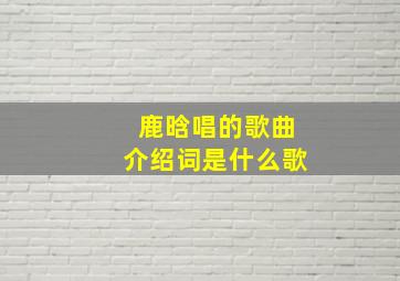 鹿晗唱的歌曲介绍词是什么歌