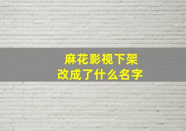 麻花影视下架改成了什么名字