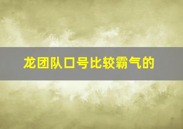 龙团队口号比较霸气的